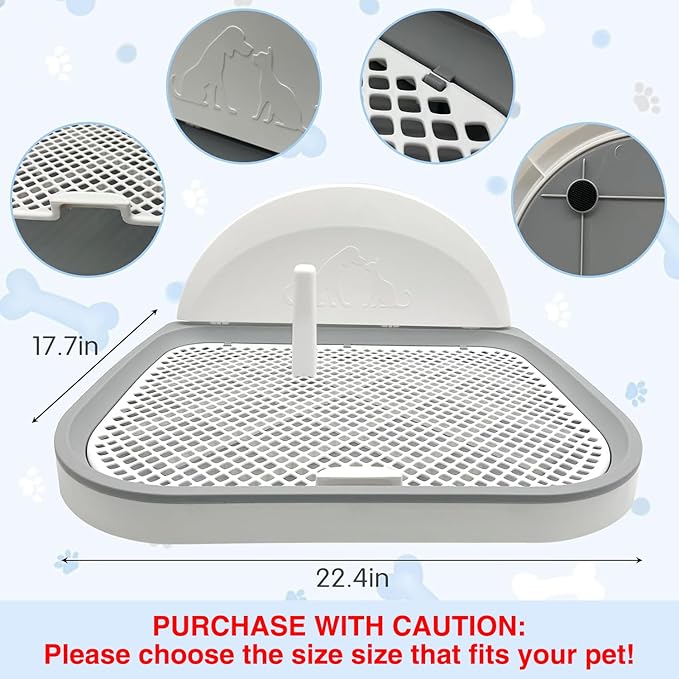 Hamiledyi Dog Toilet Dog Potty Pet Indoor Potty Indoor Potty Training Tray Simulated Wall Dog Toilet Portable Indoor Removable Dog Toilet with Removable Grille for Small and Medium Dogs (Off-white)