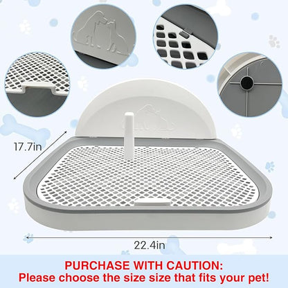 Hamiledyi Dog Toilet Dog Potty Pet Indoor Potty Indoor Potty Training Tray Simulated Wall Dog Toilet Portable Indoor Removable Dog Toilet with Removable Grille for Small and Medium Dogs (Off-white)