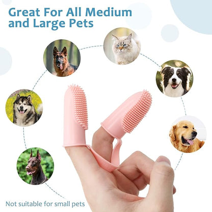 Dog Toothbrush Kit, 6Pack Dog Finger Toothbrush for Dog Teeth Cleaning&Dog Dental Care, Cat Toothbrush Dog Tooth Brush Puppy Toothbrush Pet Toothbrush (Pink (6-Pack))