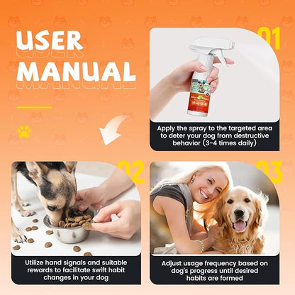 Bitter Apple Spray for Dogs to Stop Chewing, Anti Chew Behavior Training Aid for Dogs and Cats, Bitter Yuck Spray for Dogs Prevent Chewing Licking of Bandages, Paws, Shoes, Fur and Furniture