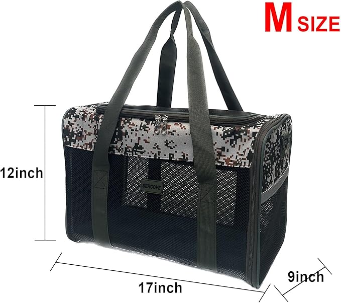 Framed Soft-Sided pet Carrier, cat, Dog, Rabbit and Poultry Carrier, Airline Approved Carrier.(Medium, Army Gray)