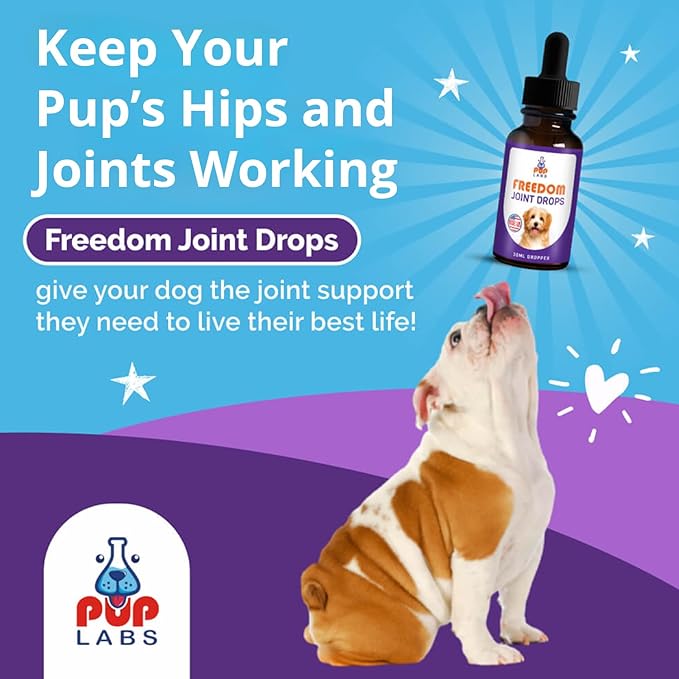 Freedom Joint Drops - Dog Joint Support Supplement Eases Stiffness and Aids Flexibility and Strength - for All Ages, Sizes, and Breeds, 30 ml Dropper