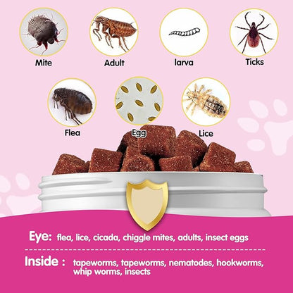 Flea & Tick Prevention for Dogs Chewable, 120 Flea and Tick Supplement for Dogs, Dog Flea & Tick Control Supplement, Flea and Tick Chews for Dogs, Oral Flea Pills for All Dogs