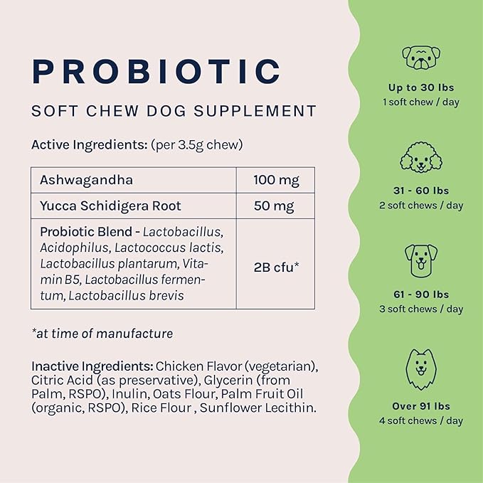Good Trouble Pets Probiotic Supplement for Dogs - Chicken Flavor, 30 Chews - Enhanced Digestive Support (Packs of 2)