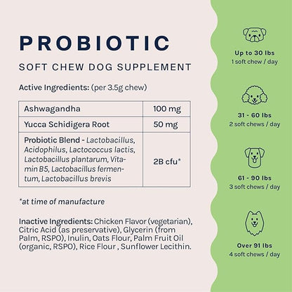 Good Trouble Pets Probiotic Supplement for Dogs - Chicken Flavor, 30 Chews - Enhanced Digestive Support (Packs of 2)