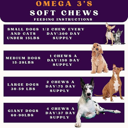 Skin and Coat Omega 3's Soft Chews Small Dogs and Cats 150 CT