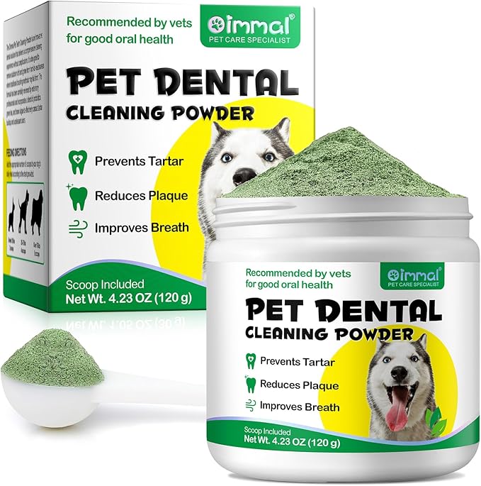 Dog Teeth Cleaning Powder(4.23 OZ), Dog Dental Powder, Dental Powder for Dogs with Probiotics, Removes Plaque, Tarter, Stains - Dental Care Supplies for Small, Medium, Large Dogs