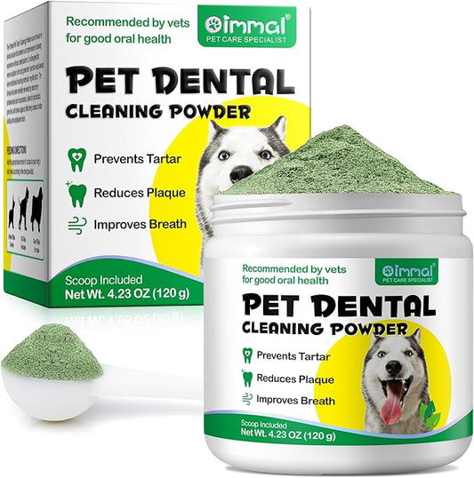 Dog Teeth Cleaning Powder,Dog Dental Powder with Probiotics Effectively Remove Tartar,Plaque,Stains,Bad Breath,Dog Teeth Cleaning Power Support Oral Care for Small,Medium,Large Dogs,4.23oz