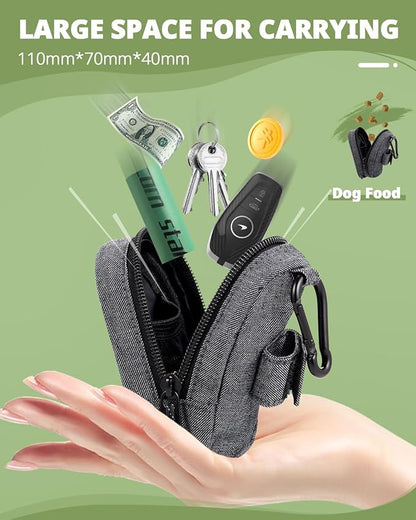Dog Poop Bag Holder, Hands Free Cute Dog Poop Bag Dispenser for Leash with Big Opening Pet Waste Bag Holder Zippered Pouch with Carabiner Hook Velcro Waterproof Pet Poop Bag Holder(Doggy Bag Excluded)