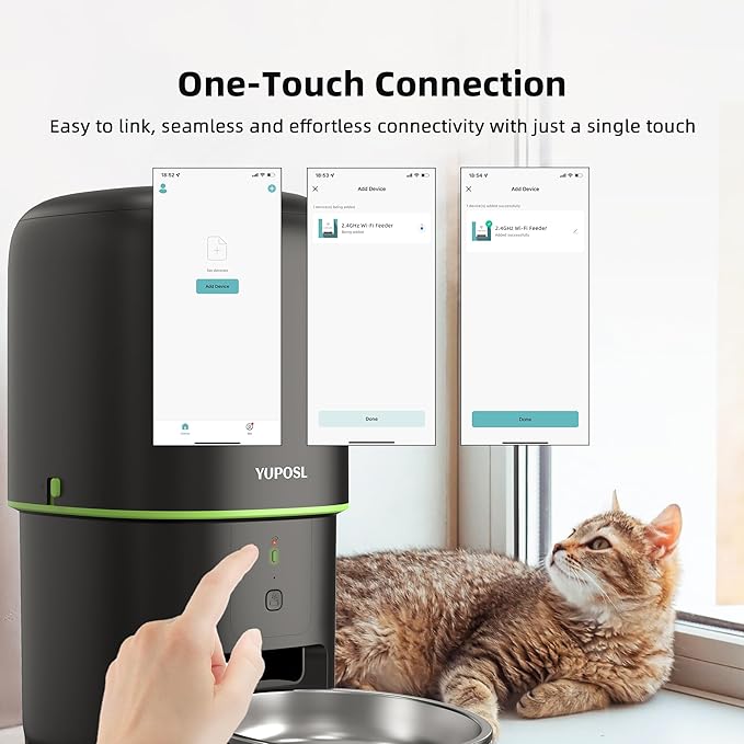 Automatic Cat Feeder WiFi - Easy to Clean 2L/4L WiFi Automatic Cat Feeder for Remote Feeding, Cat Food Dispenser with Lock Feature and Suitable Portion Size, Only 2.4GHz