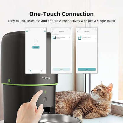 Automatic Cat Feeder WiFi - Easy to Clean 2L/4L WiFi Automatic Cat Feeder for Remote Feeding, Cat Food Dispenser with Lock Feature and Suitable Portion Size, Only 2.4GHz