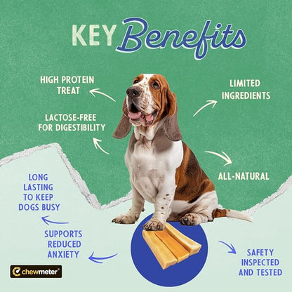 Chewmeter Himalayan Yaky Cheese Chew, 100% Natural, Long Lasting, Gluten Free, Healthy & Safe Dog Treats, Lactose & Grain Free, Protein Rich, Stain Free, Medium, For Dogs 35 Lbs & Under, 2.3 oz