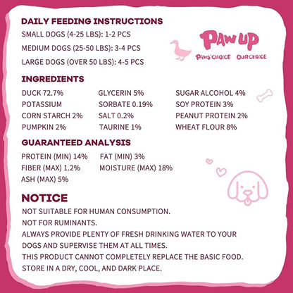 Dog Treats Pumpkin Biscuits Sticks w/Duck Low Fat Dog Snacks, Healthy Dog Biscuits with Taurine for Small Dogs, 12.5oz