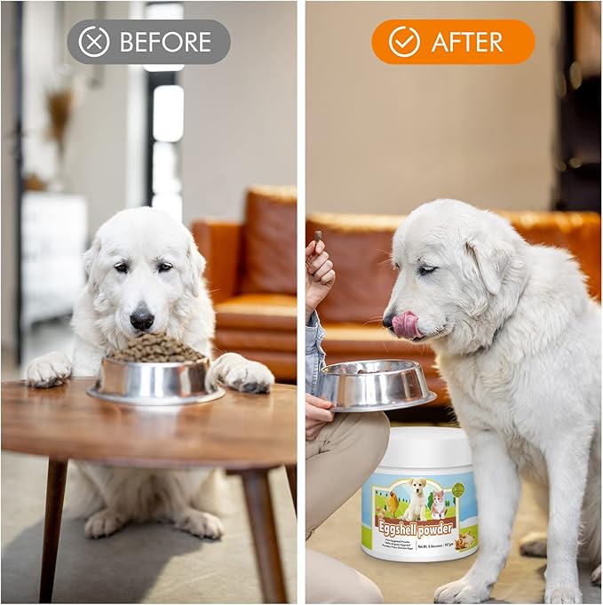 Eggshell Powder Calcium Supplement for Dogs and Cats(6.6 oz), Great for Osteoporosis & Labor Whelping, Safe Alternative to Bone Meal Powder, Improves Bones, Nourishes Joints, Supports Healthy Teeth