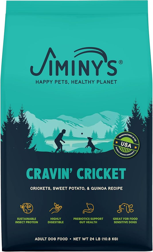 Jiminy's Cravin' Cricket Dry Dog Food, Hypoallergenic, Sensitive Stomach, 10lb Bag (Pack of 1)