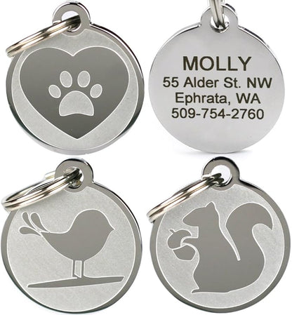 GoTags Dog ID Tags, Fun Playful Designs, Personalized Engraved Stainless-Steel Dog & Cat Pet Tags.