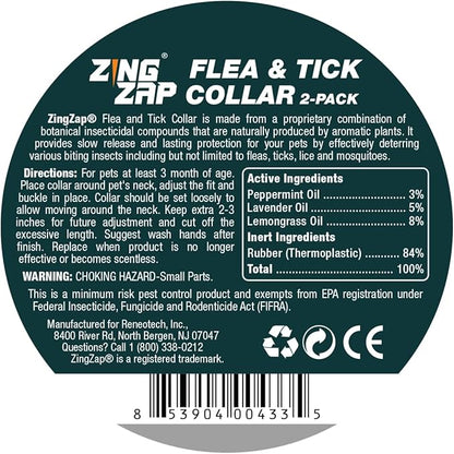Flea &Tick Collar 2-Pack Gray, Protects from Biting Insects, Adjustable Fits Both Dogs&Cats, Built-in Plant Based Formula, Slow Release Lasting Protection,Waterproof