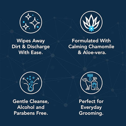 NOVEHA 120 Dog Wipes - Odor Eliminating and Cleaning Grooming Wipes for Dog's Paws, Body, and Butt - Perfect for Puppy and Adult Dogs - Plant-Based, Safe, Convenient & Large Unscented Wipes