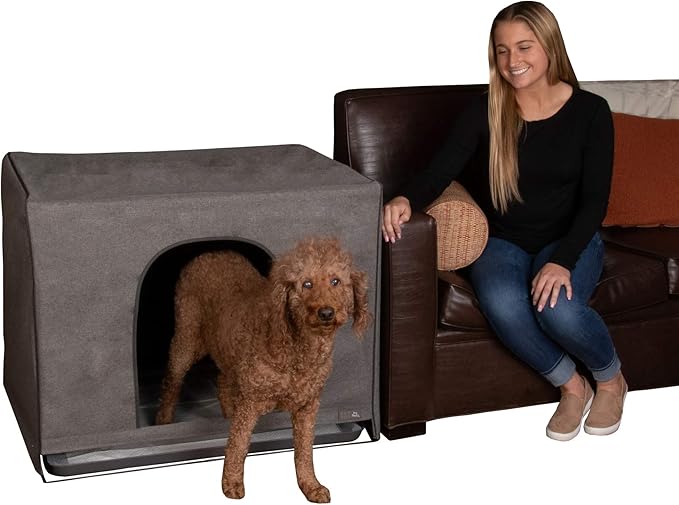 Pet Gear Pro Pawty, Potty Training Aid for Pee Pad/Grass Patch, Removable Tray Holds Pad Included, Hides Messes, Optional Wall Guard, Dog Litter Box, Pro Pawty ONLY- Large, Charcoal