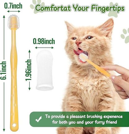 4 Pack Cat Dog Toothbrush 360 ° Silicone Soft Dog Cat Toothbrush 360 ° with Finger Toothbrushes Cat Dog Tooth Brushing Kit Canine Dental Care for Small Medium Large Breed Dogs Cats Puppy Doggie Kitten
