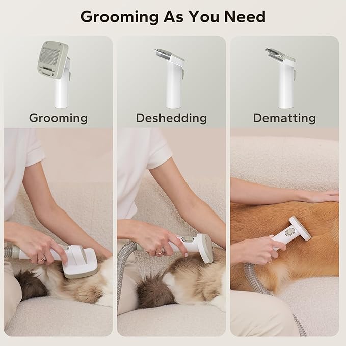 Dog Grooming Vacuum for Shedding - Dog Grooming Kit with 6 Proven Tools for Deshedding Dematting Trimming and Cleaning Vacuum Suction 99% Pet Hair, 3.2L Dust Box, 3 Modes with Low Noise