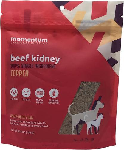 Momentum Carnivore Nutrition Freeze Dried Raw Beef Kidney Topper 3.75 Oz Bag