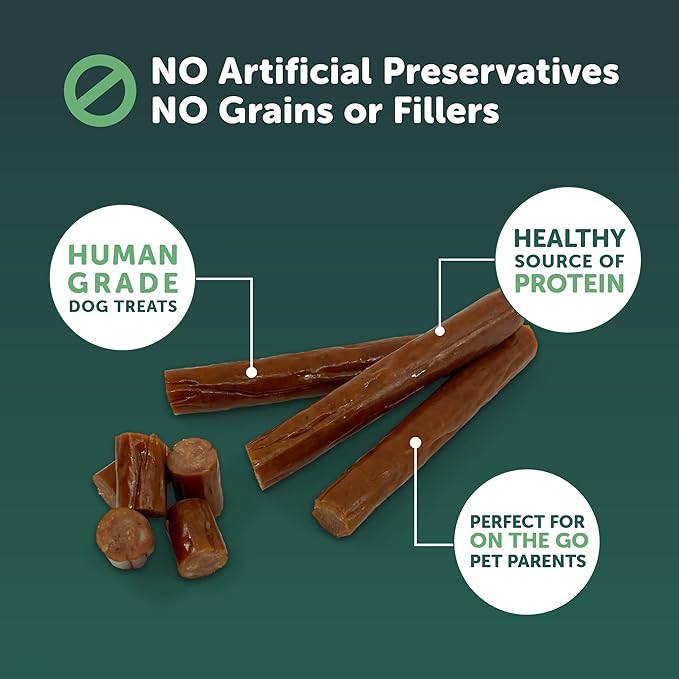 Deli Sticks Pork and Turkey Human-Grade Gluten-Free Soft and Chewy Dog Treats, 10 Count Bag