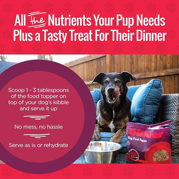 Natural Dog Food Topper - Dinner - Dog Meal Mixer for All Ages - Food Topper for Picky Eaters and for Boosting Nutrition - Non GMO, Made in The USA - 15 oz Bag (30 Day Supply)