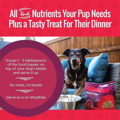Natural Dog Food Topper - Dinner - Dog Meal Mixer for All Ages - Food Topper for Picky Eaters and for Boosting Nutrition - Non GMO, Made in The USA - 15 oz Bag (30 Day Supply)