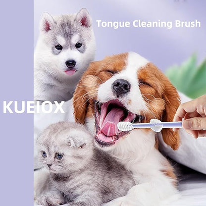 Dog Toothbrush Kit，8 Pcs Dog Cat Teeth Cleaning Finger Toothbrush for Dogs,3 Sided Pet Puppy Toothbrush and Finger Brush for Small Medium Large Dogs Cats Teeth,All in One Storage Case-Green