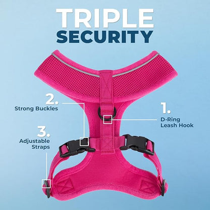Aerolite No Pull Mesh Dog Harness with Lightweight, Soft, Breathable Chest Coverage, Reflective Stitching, and Adjustable Straps for Walking, Running, Training, Heavy Duty and Durable - Fuchsia, S