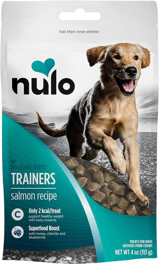 Nulo Puppy & Adult Freestyle Trainers Dog Treats: Healthy Gluten Free Low Calorie Grain Free Dog Training Rewards - Salmon Recipe - 4 Oz Bag