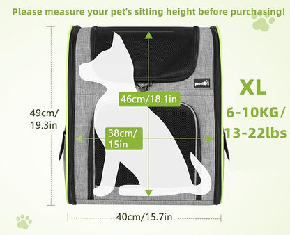 Pecute Pet Carrier Backpack with Shade Cover, Large Cat Carrier Backpack, Expandable Cat Backpack with Breathable Mesh for Medium Large Cats, Small Dogs, Dog Backpack Carrier for Travel Hiking