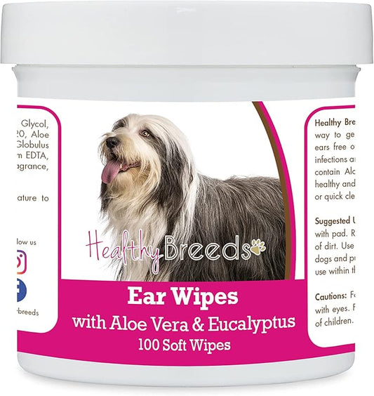 Healthy Breeds Bearded Collie Ear Cleaning Wipes with Aloe & Eucalyptus for Dogs 100 Count