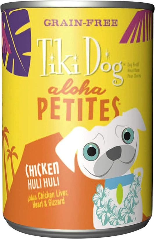 Tiki Dog Petites Grain Free, Chicken with Chicken Liver, Heart & Gizzard, Nutrient Dense Meat, for All Dog Breeds and All Life Stages, 9 oz. Can, Pack of 8