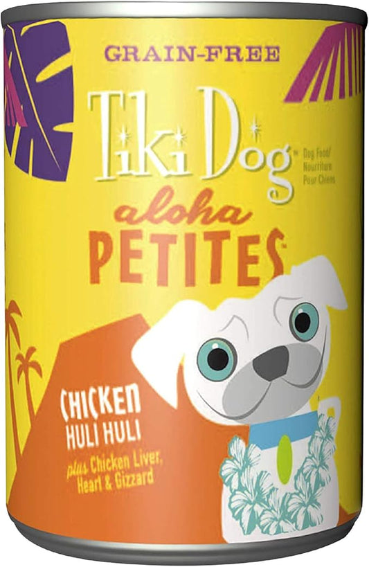 Tiki Dog Aloha Petites Gluten & Grain Free Wet Food for Adult Dogs with Shredded Meat & Superfoods, 9oz, 12 pk, Chicken Huli Huli