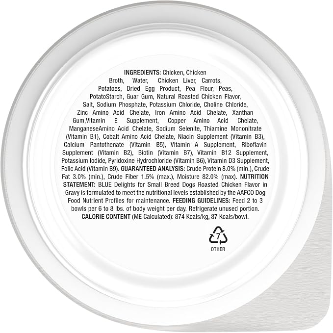 Blue Buffalo Divine Delights Small Breed Wet Dog Food, Made with Natural Ingredients, Rotisserie Chicken Flavor in Hearty Gravy, 3.5-oz. Cups (12 Count)