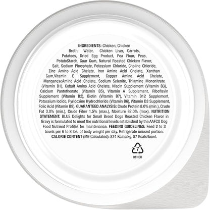 Blue Buffalo Divine Delights Small Breed Wet Dog Food, Made with Natural Ingredients, Rotisserie Chicken Flavor in Hearty Gravy, 3.5-oz. Cups (12 Count)