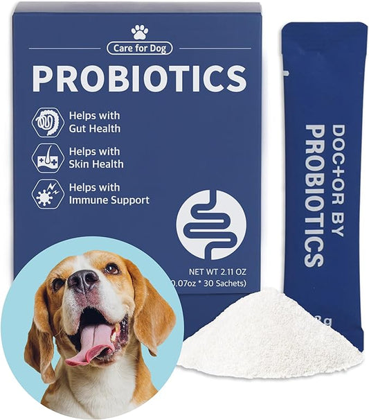 Probiotics for Dogs and Puppy, Powder Digestive Health & Immune Support Supplements with Palatinose, Chicory Dietary Fiber and Lactobacillus - 30 Individually Packaged (1 PACK (30 Count))