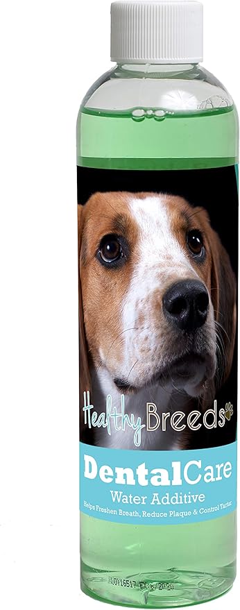 Healthy Breeds Dog Dental Care Water Additive for American English Coonhound - Helps Freshen Breath, Reduce Plaque & Control Tartar - Mint Flavor - 8 oz