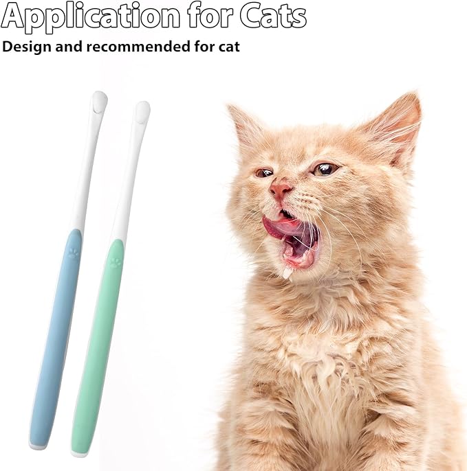 Qianyu 4 Pcs Small Dog Toothbrush Micro Brush Head Nano Soft Bristle Comfort Grip Gentle Pet Toothbrush for Puppy Kitten Sensitive Gum and Teeth Cats Dogs Teeth Cleaning Dental Care
