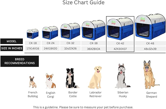 Go Pet Club 42" Rounded Top Soft Collapsible Dog Crate, Portable Pet Carrier, Thick Padded Pet Travel Crate for Indoor & Outdoor, Soft Sided Pet Foldable Kennel Cage with Durable Mesh Windows, Blue