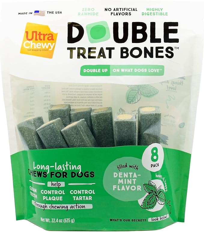 Ultra Chewy Denta-Mint Minis Value Pack Dental Dog Treats. Made in The USA, Healthy Treats, Easy to Digest, Promotes Dental Health - 20 Oz