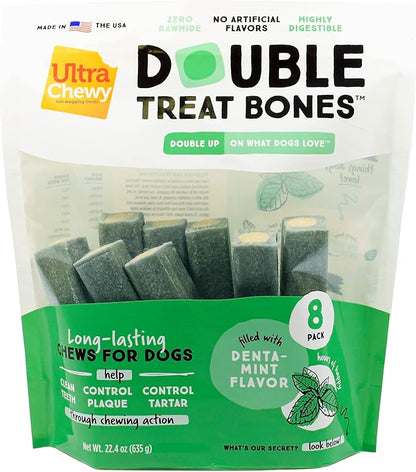 Ultra Chewy Denta-Mint Minis Value Pack Dental Dog Treats. Made in The USA, Healthy Treats, Easy to Digest, Promotes Dental Health - 20 Oz