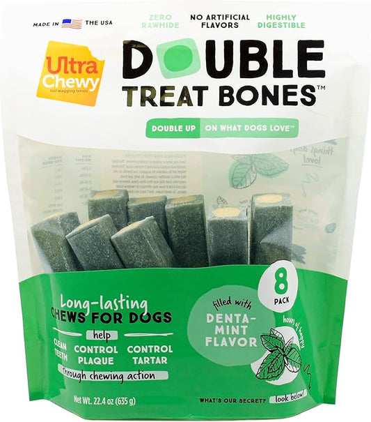 Ultra Chewy Denta-Mint Minis Value Pack Dental Dog Treats. Made in The USA, Healthy Treats, Easy to Digest, Promotes Dental Health - 20 Oz