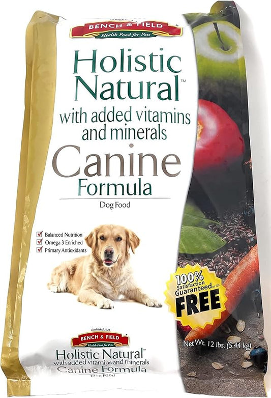 Bench & Field Holistic Natural Adult Dry Dog Food, Chicken Meal and Brown Rice Recipe 12 lb Bag (Pack of 1)