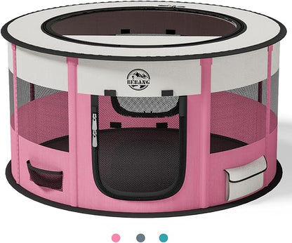 Playpen for Dogs, 44"*44"*24" Large Foldable Pet Play Pens Indoor Outdoor Exercise Pen with Carrying Case Food Bowl for Cat Puppy Rabbit