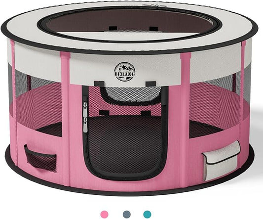 Playpen for Dogs, 44"*44"*24" Large Foldable Pet Play Pens Indoor Outdoor Exercise Pen with Carrying Case Food Bowl for Cat Puppy Rabbit