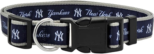 MLB New York Yankees Licensed PET COLLAR- Heavy-Duty, Strong, and Durable Dog Collar. Available in 29 Baseball Teams and 4 Sizes