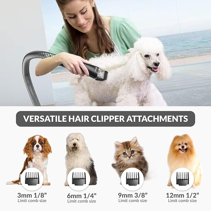 Prolux Professional At-Home Pet Grooming Vacuum, Quiet 52 dB Operation, Versatile Clippers for All Hair Lengths, Spacious Tank for Extended Grooming Sessions, 7-Foot Hose, Perfect for Dogs and Cats